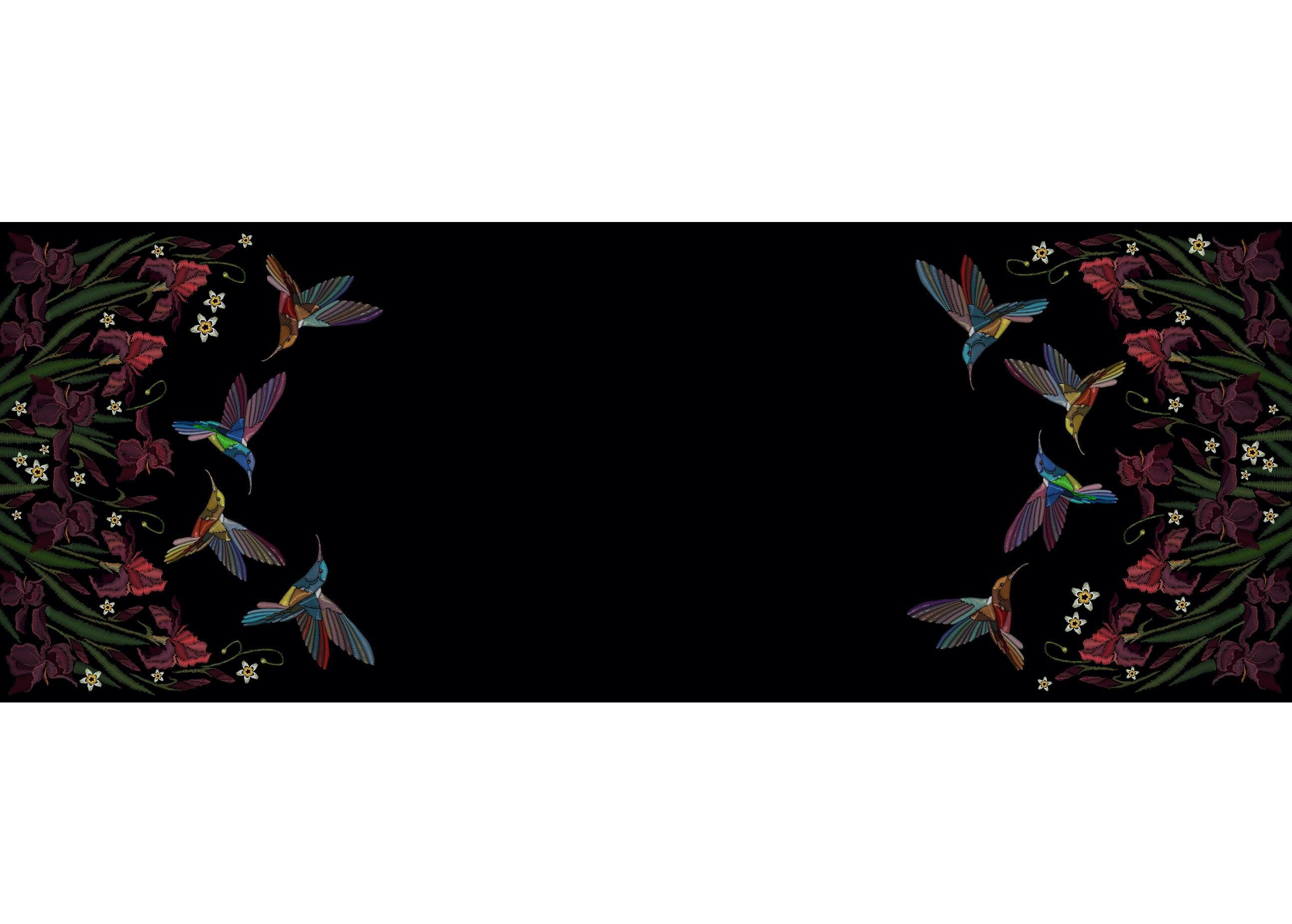 Sinek Kuşu Desenli Dikişsiz Runner Kumaşı