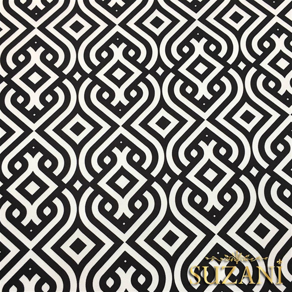 Siyah Beyaz Saray Geometrik Kumaş