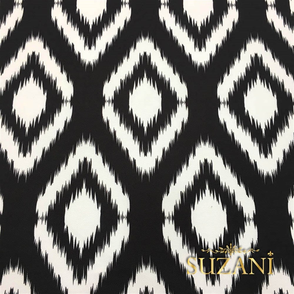 Siyah Zemin İkat Kumaş