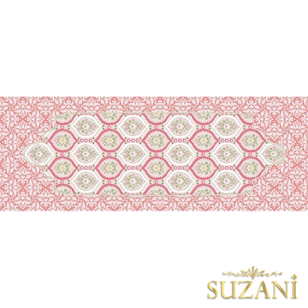 Soft Kırmızı Damask Desenli Dikişsiz Runner Kumaşı