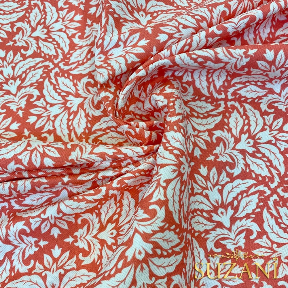 Soft Kırmızı Motif Desenli Dijital Baskılı Kumaş