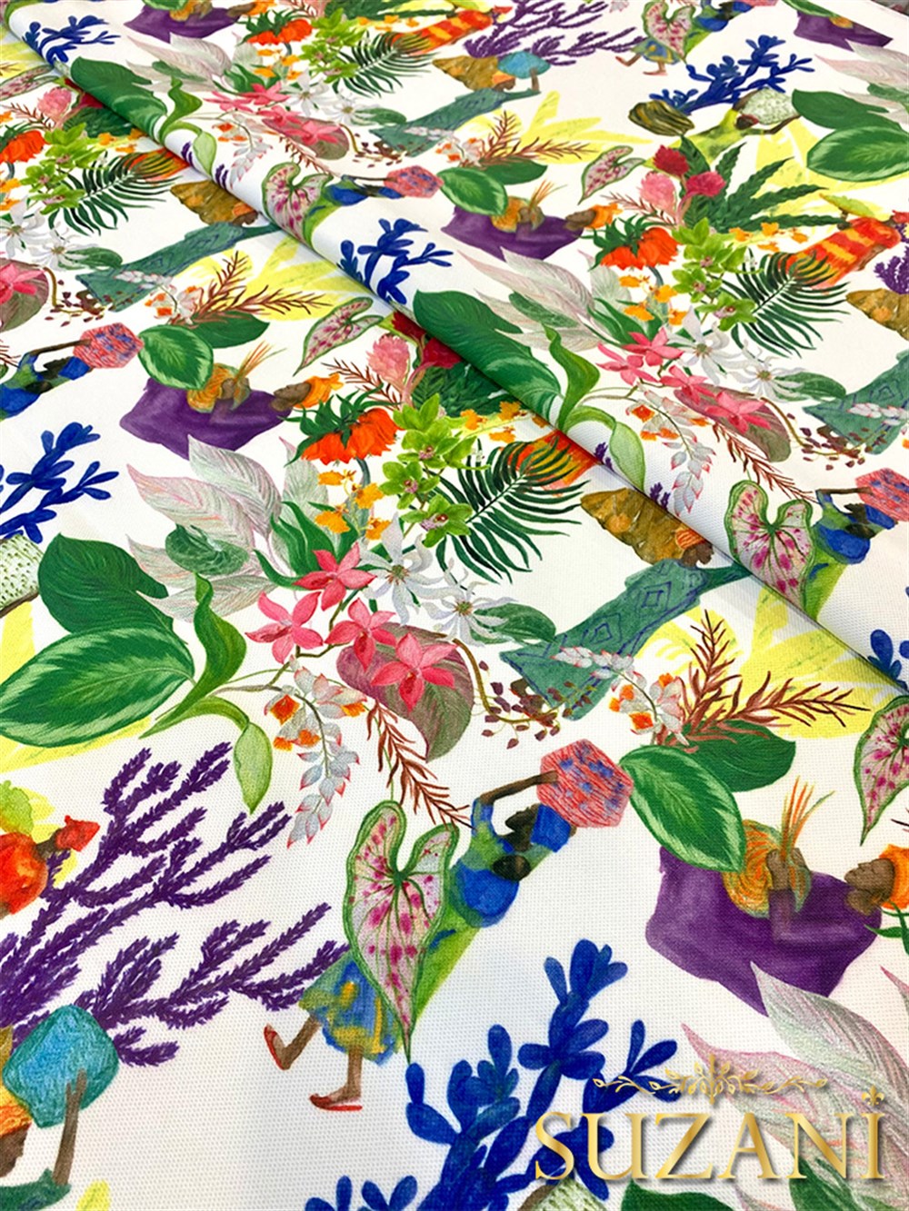 Tropik Yaz Desenli Dijital Baskılı Kumaş