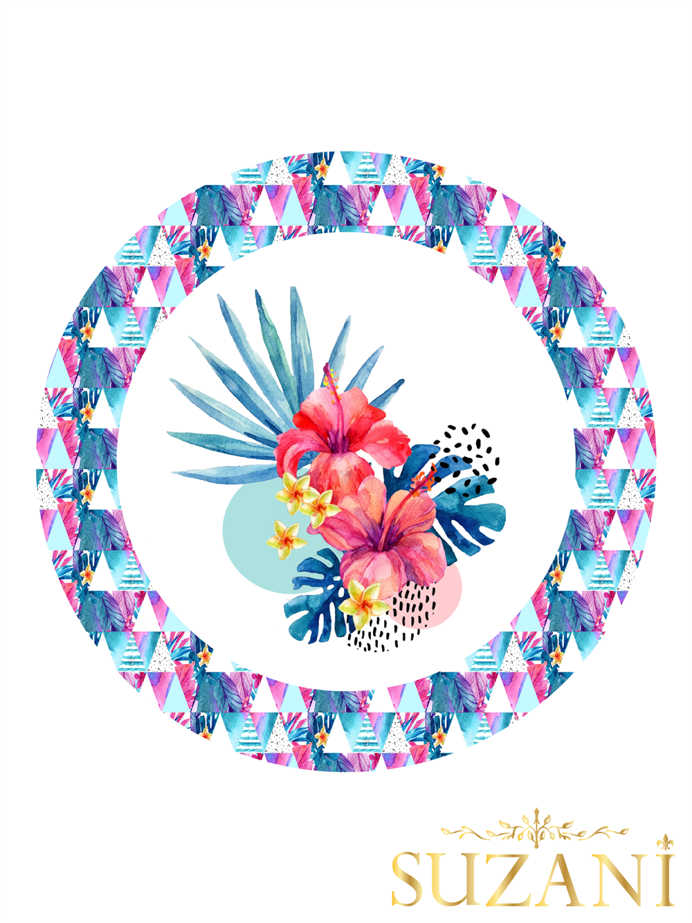 Tropikal Çiçek Desenli Dikişsiz 3'lü Supla Kumaşı