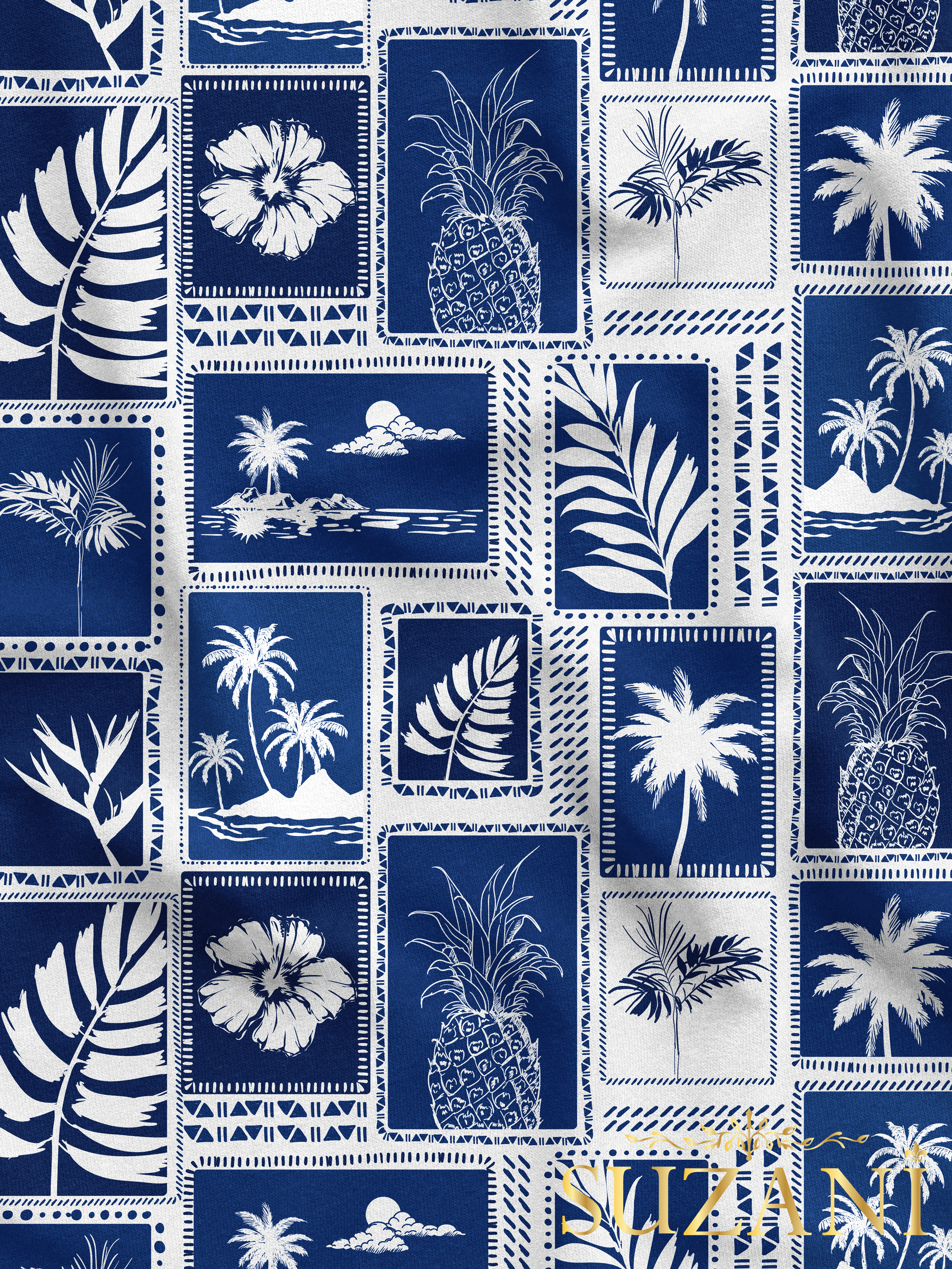 Tropikal Palmiye Ağaçları Desenli Dijital Baskılı Kumaş