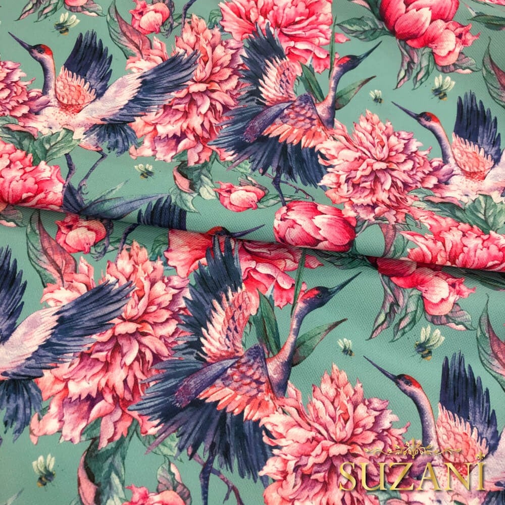 Turna Desenli Dijital Baskılı Kumaş