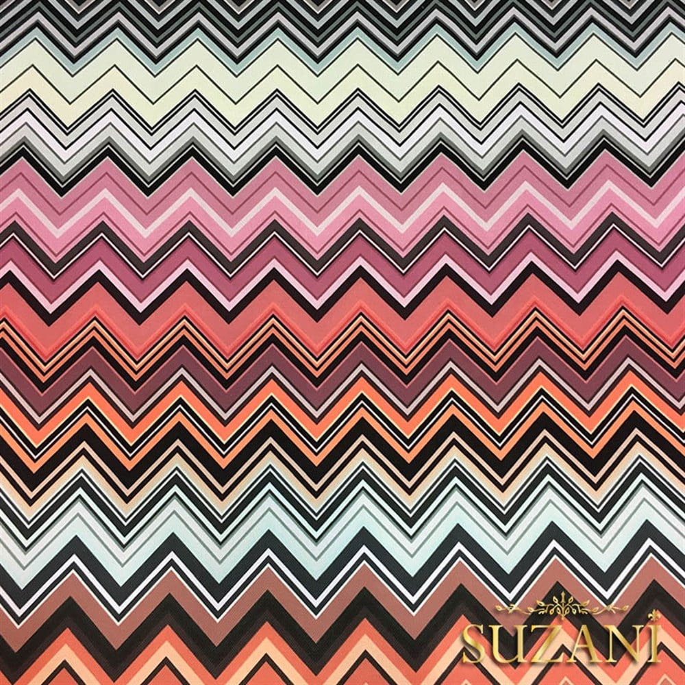 Turuncu Gri Renk Geçişli Zigzag Kumaş