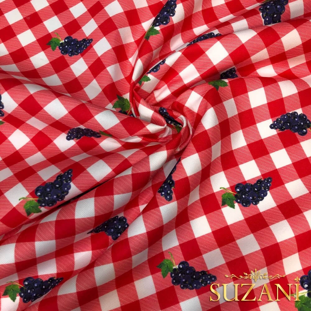 Üzüm Pötikare Desenli Dijital Baskılı Kumaş