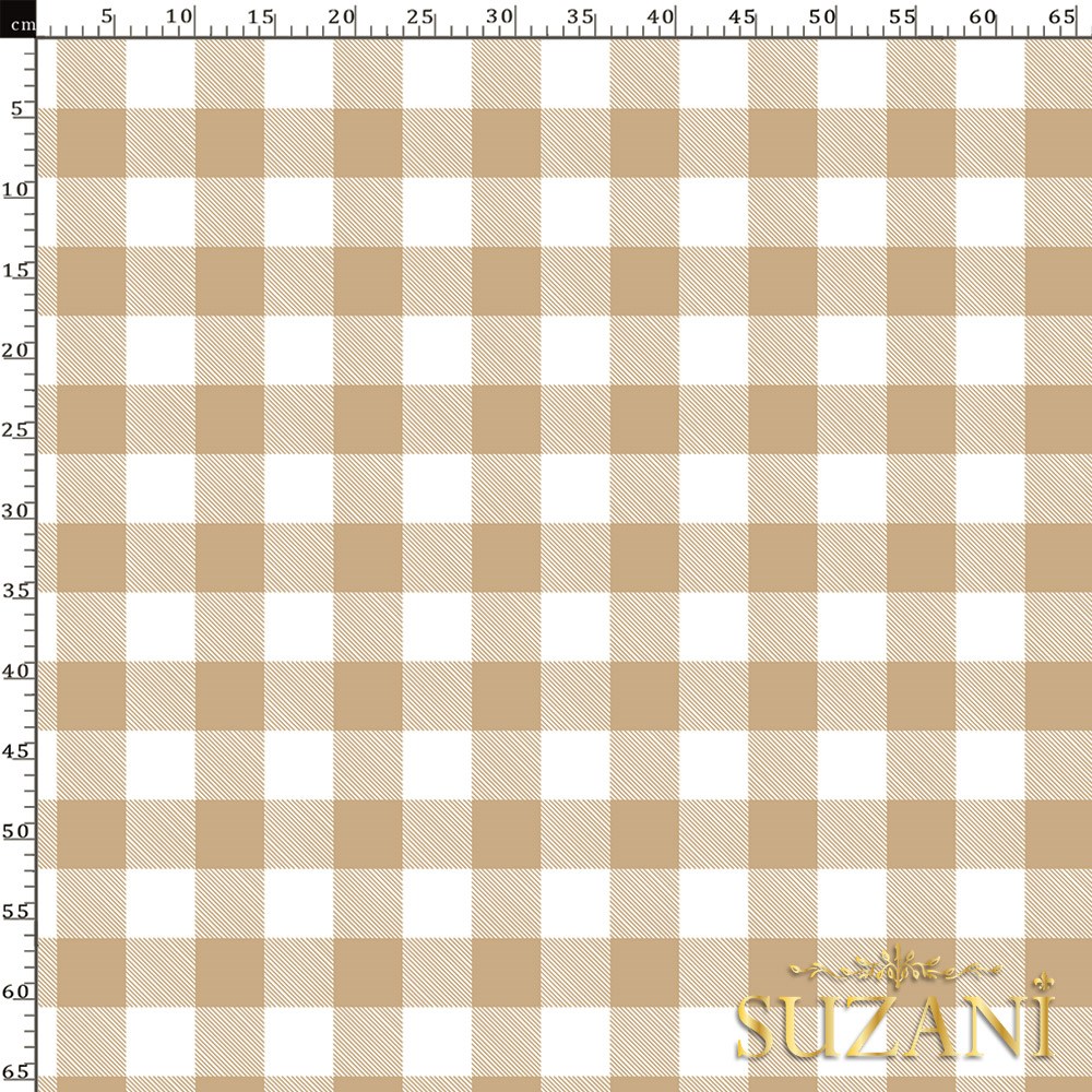 Vanilya Büyük Pötikare Desenli Dijital Baskılı Kumaş