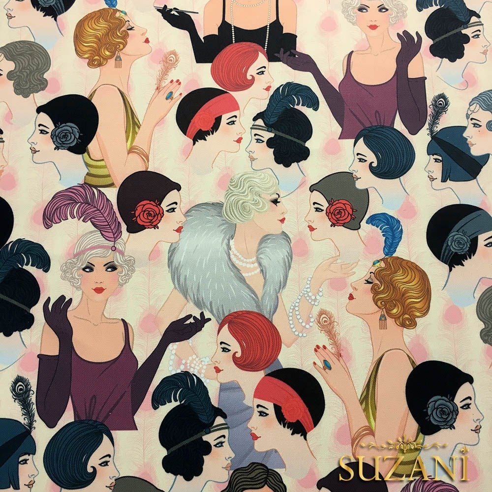 Vintage Kadınlar Desenli Kumaş