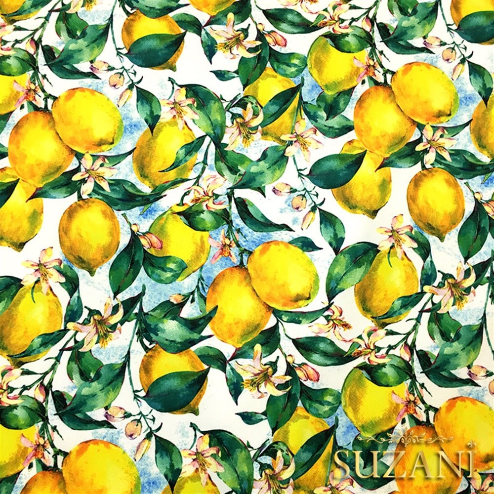 Vintage Limonlar Desenli Kumaş