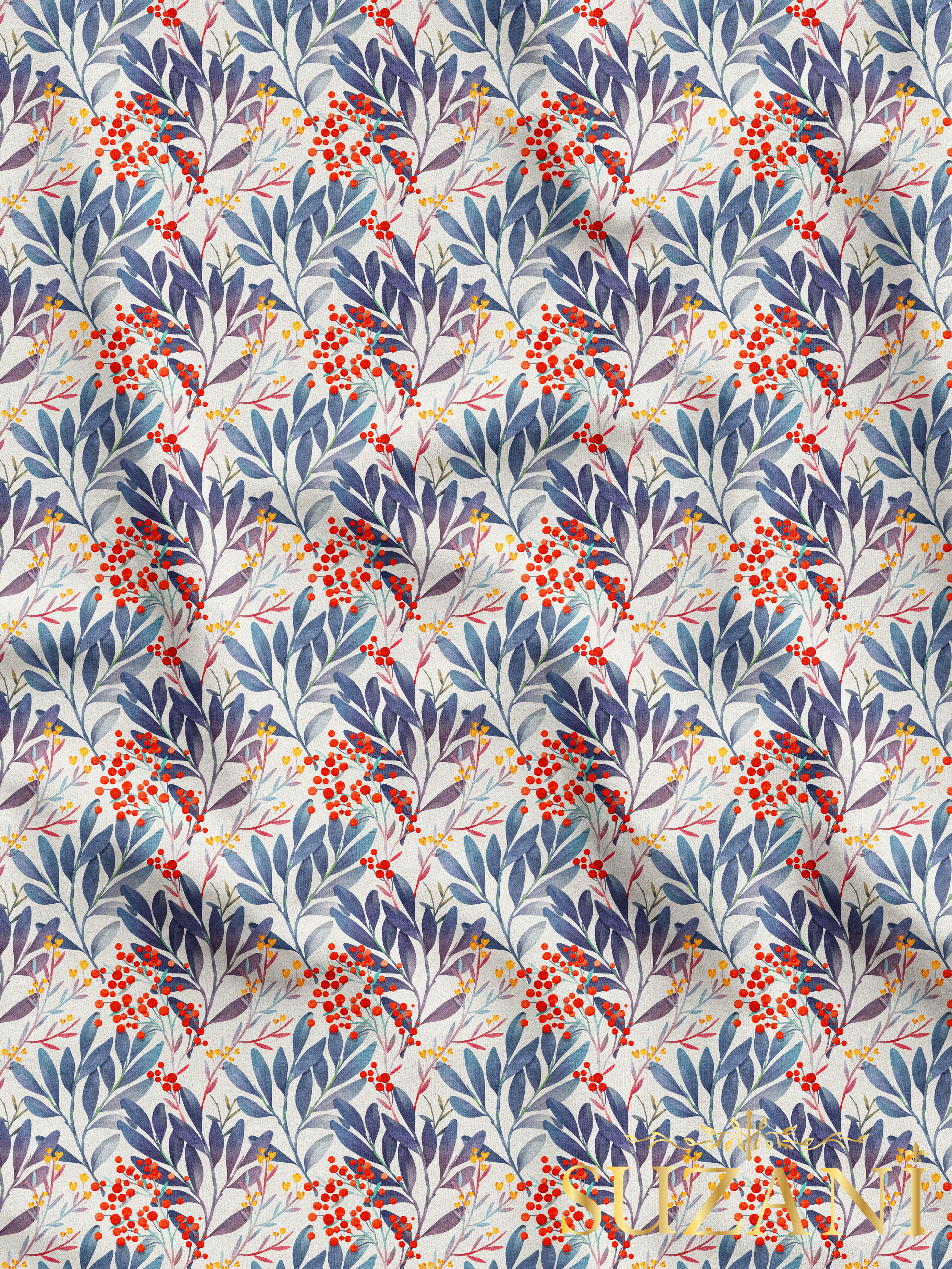 Yaprak Desenli Dijital Baskılı Kumaş