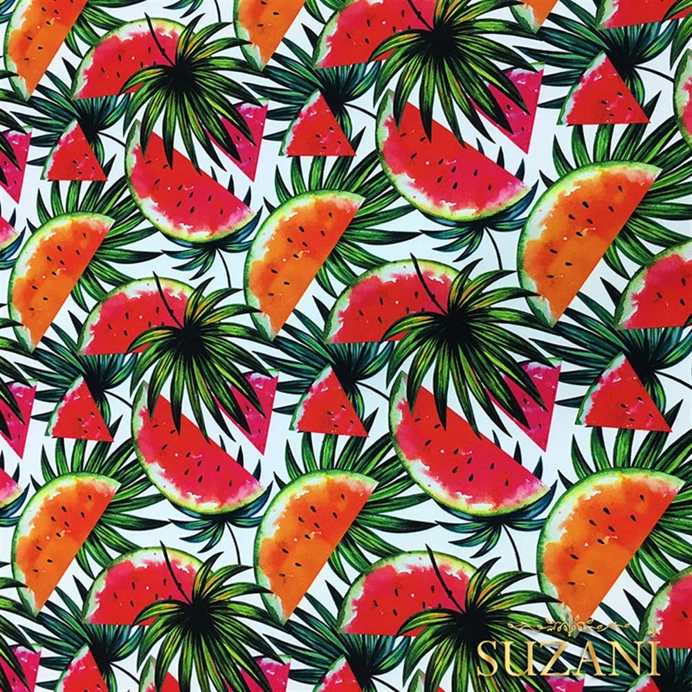 Yapraklı Karpuzlar Desenli Kumaş