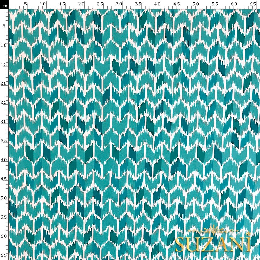 Yeşil İkat Desen Dijital Baskılı Kumaş