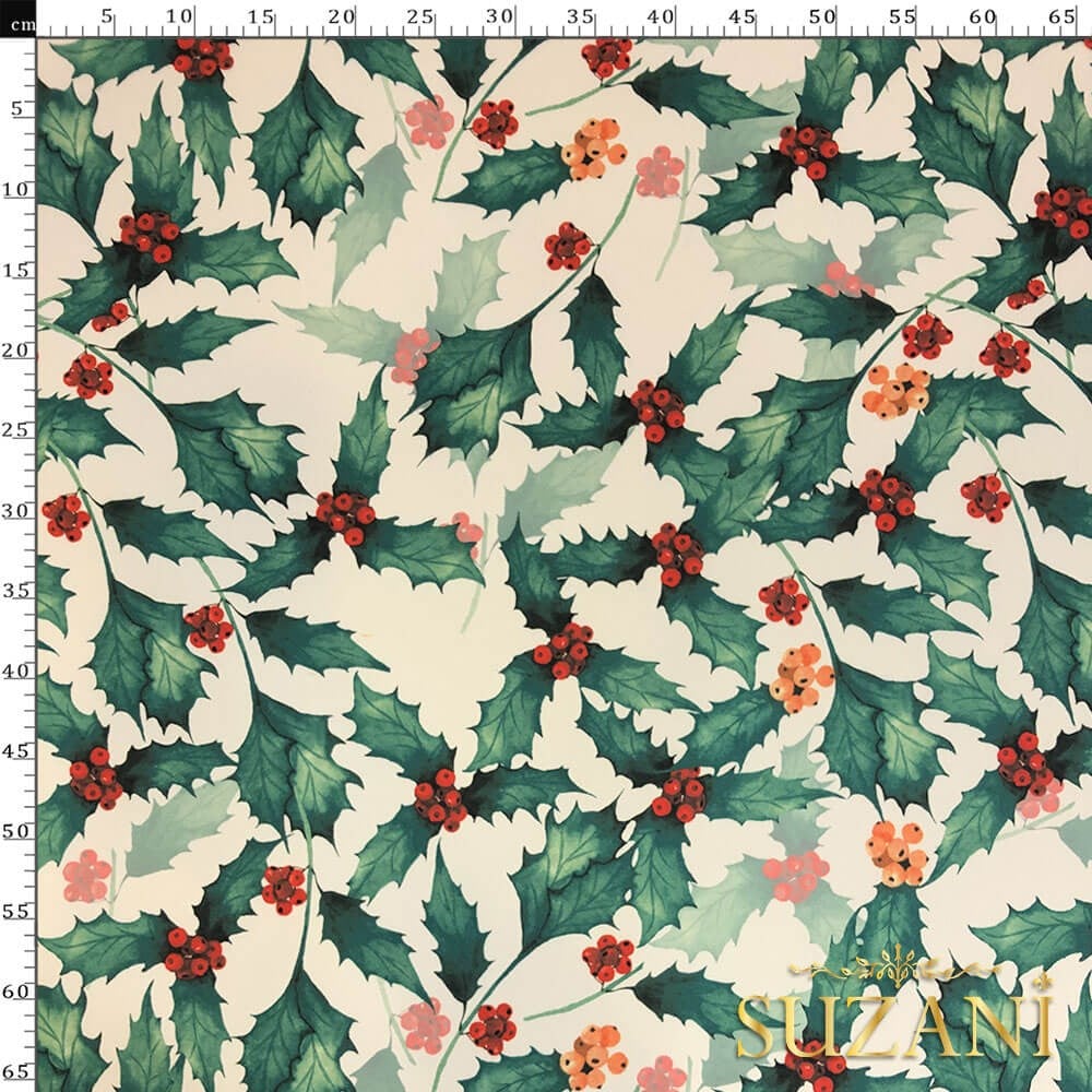 Yeşil Yaprak Desenli Dijital Baskılı Kumaş