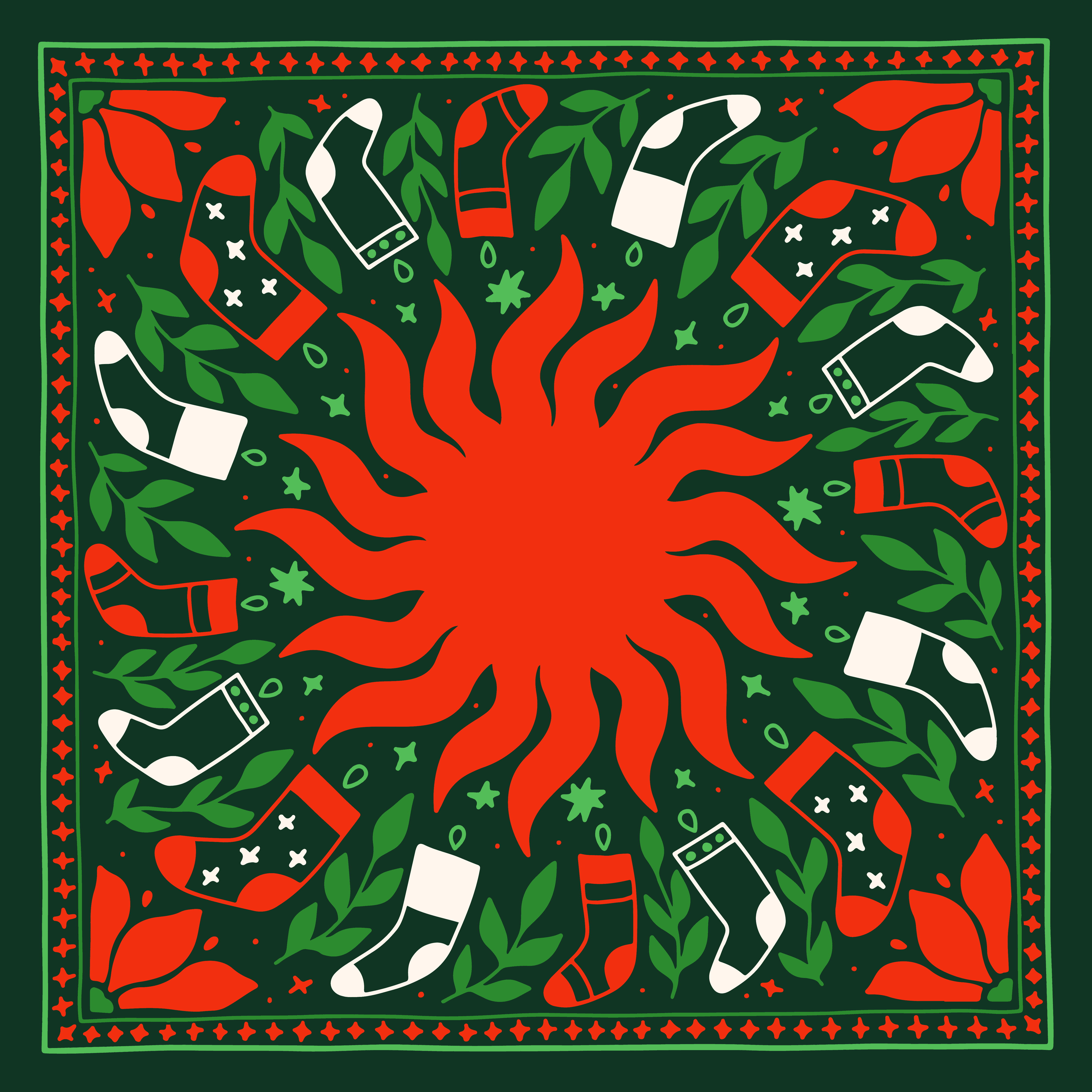 Yılbaşı Desenli 3'lü Pano Kumaş