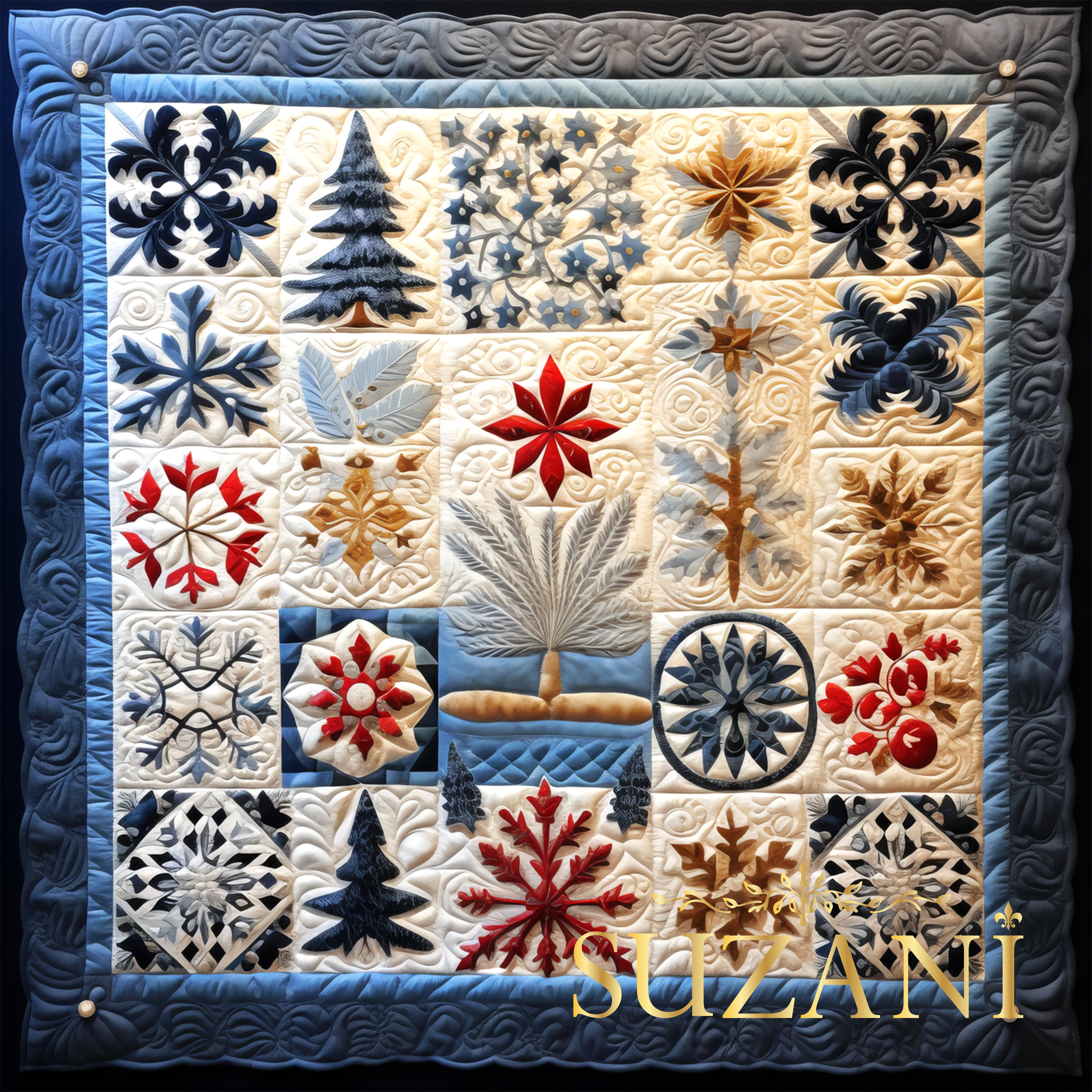 Yılbaşı Desenli 3'lü Pano Kumaş