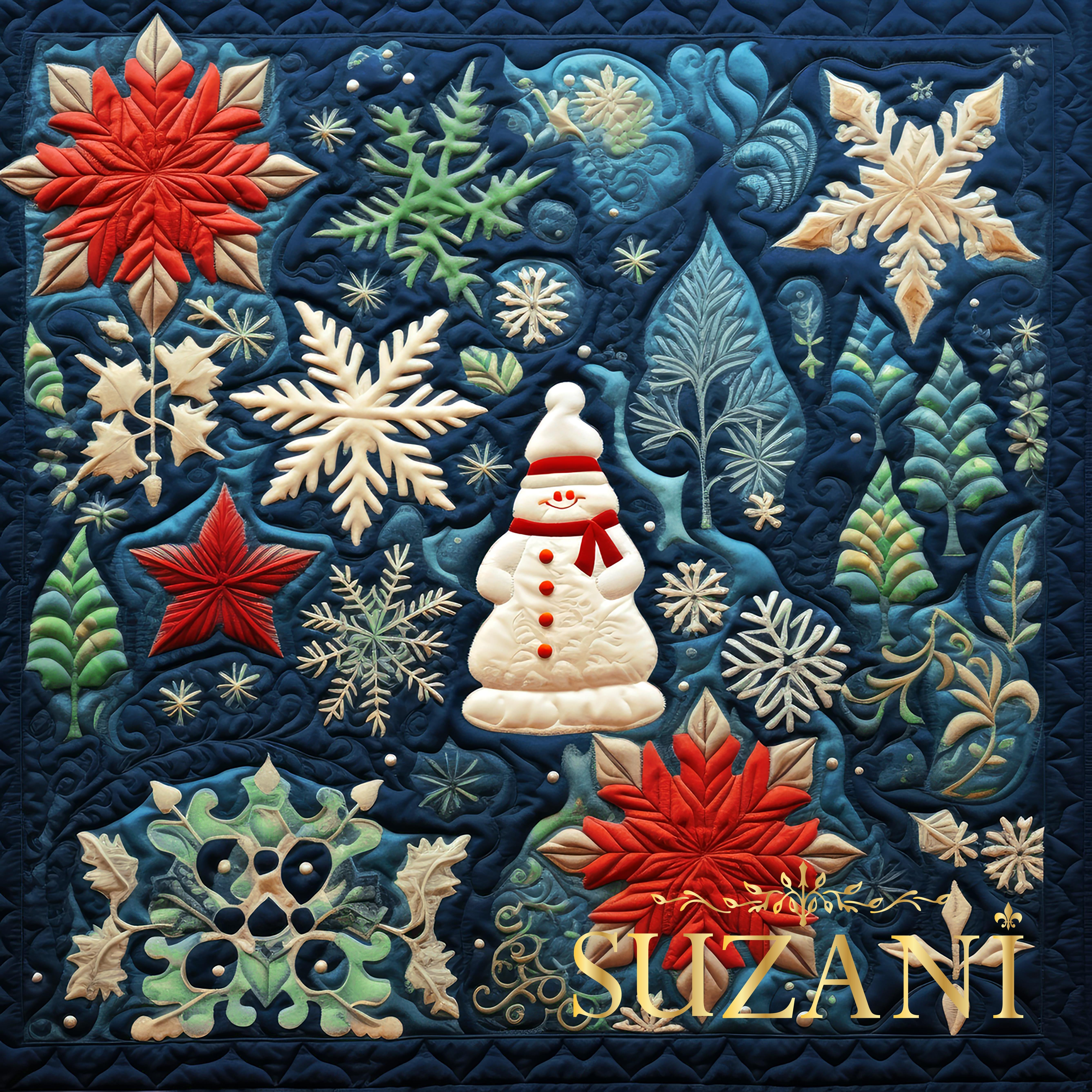 Yılbaşı Kardan Adam Desenli 3'lü Pano Kumaş