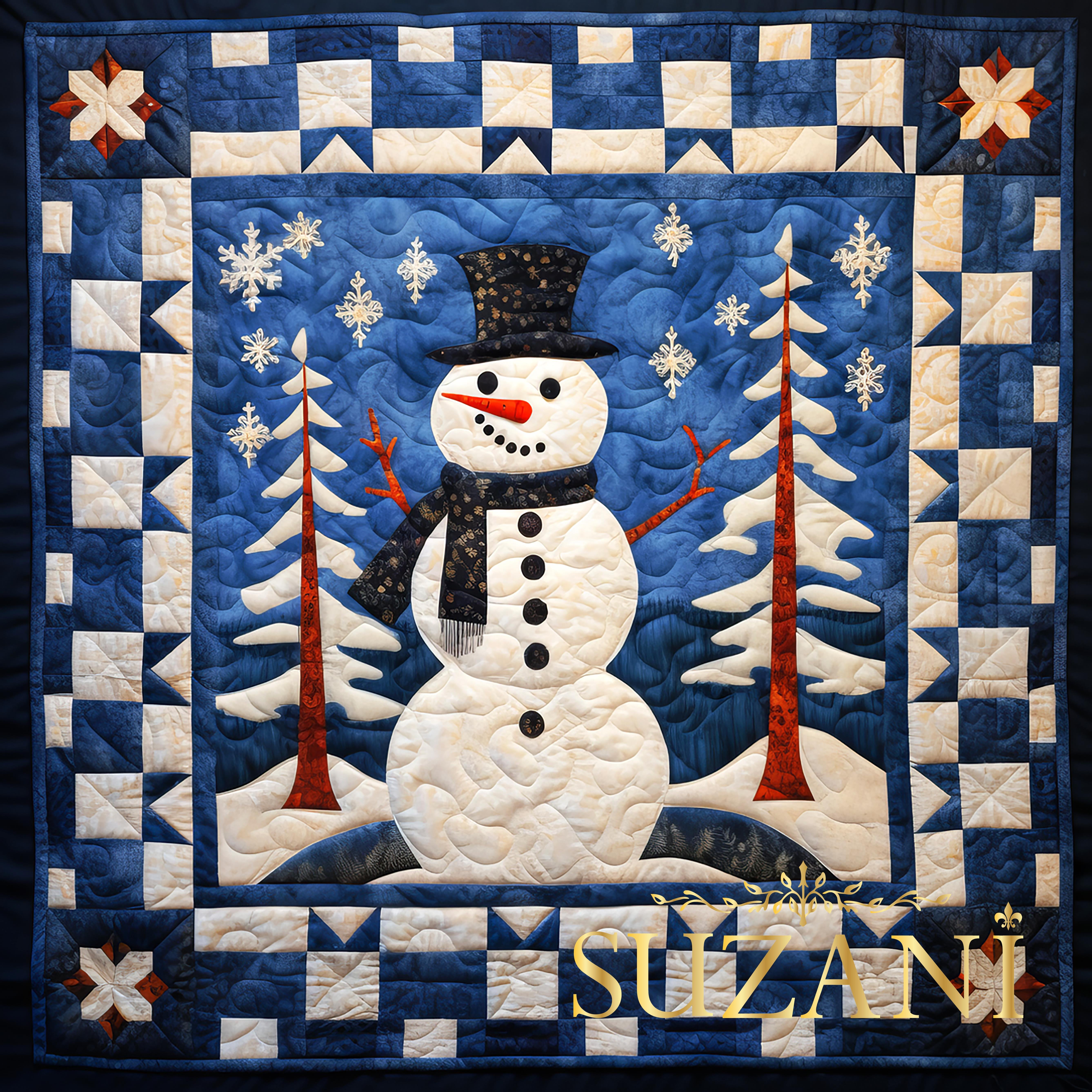 Yılbaşı Kardan Adam Desenli 3'lü Pano Kumaş