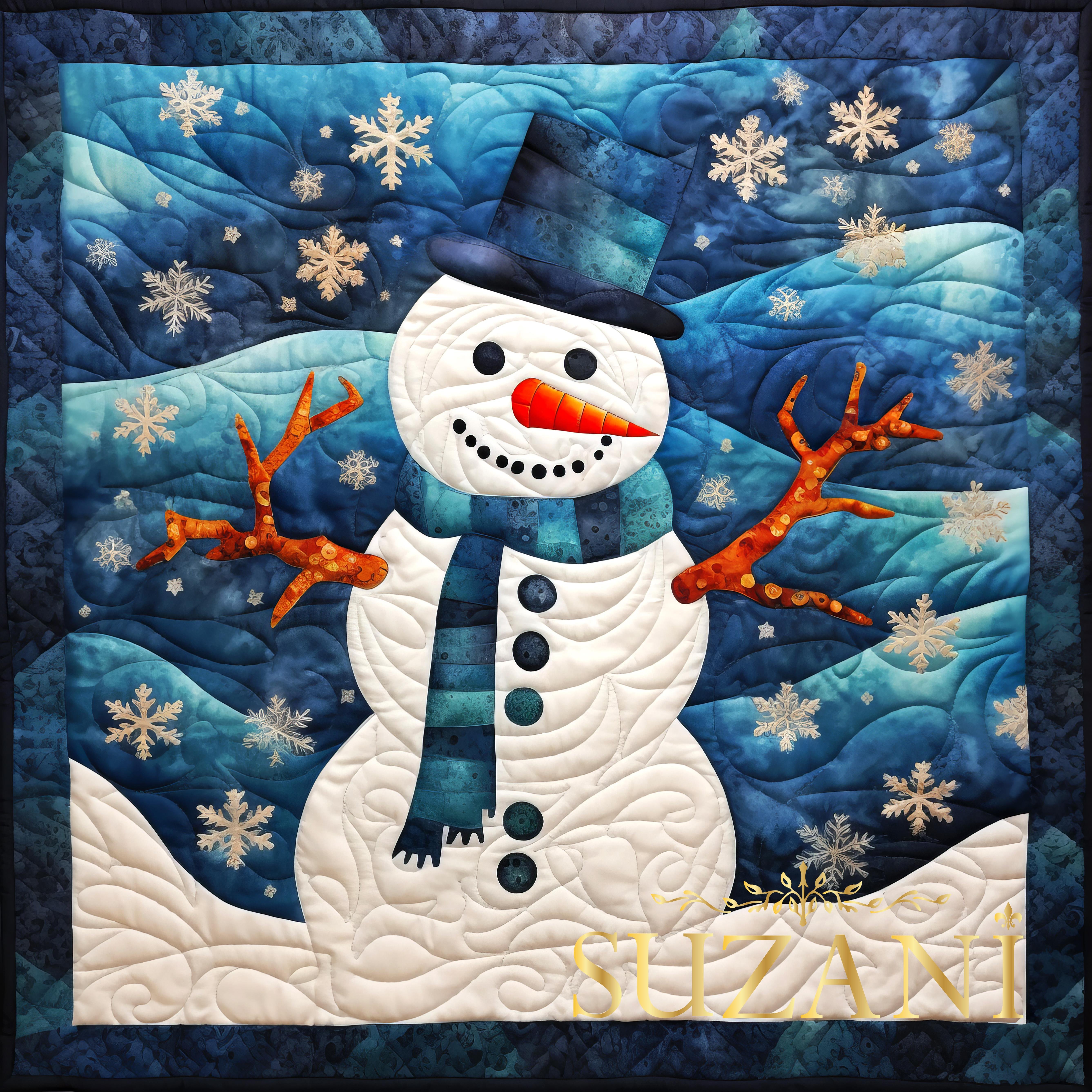 Yılbaşı Kardan Adam Desenli 3'lü Pano Kumaş