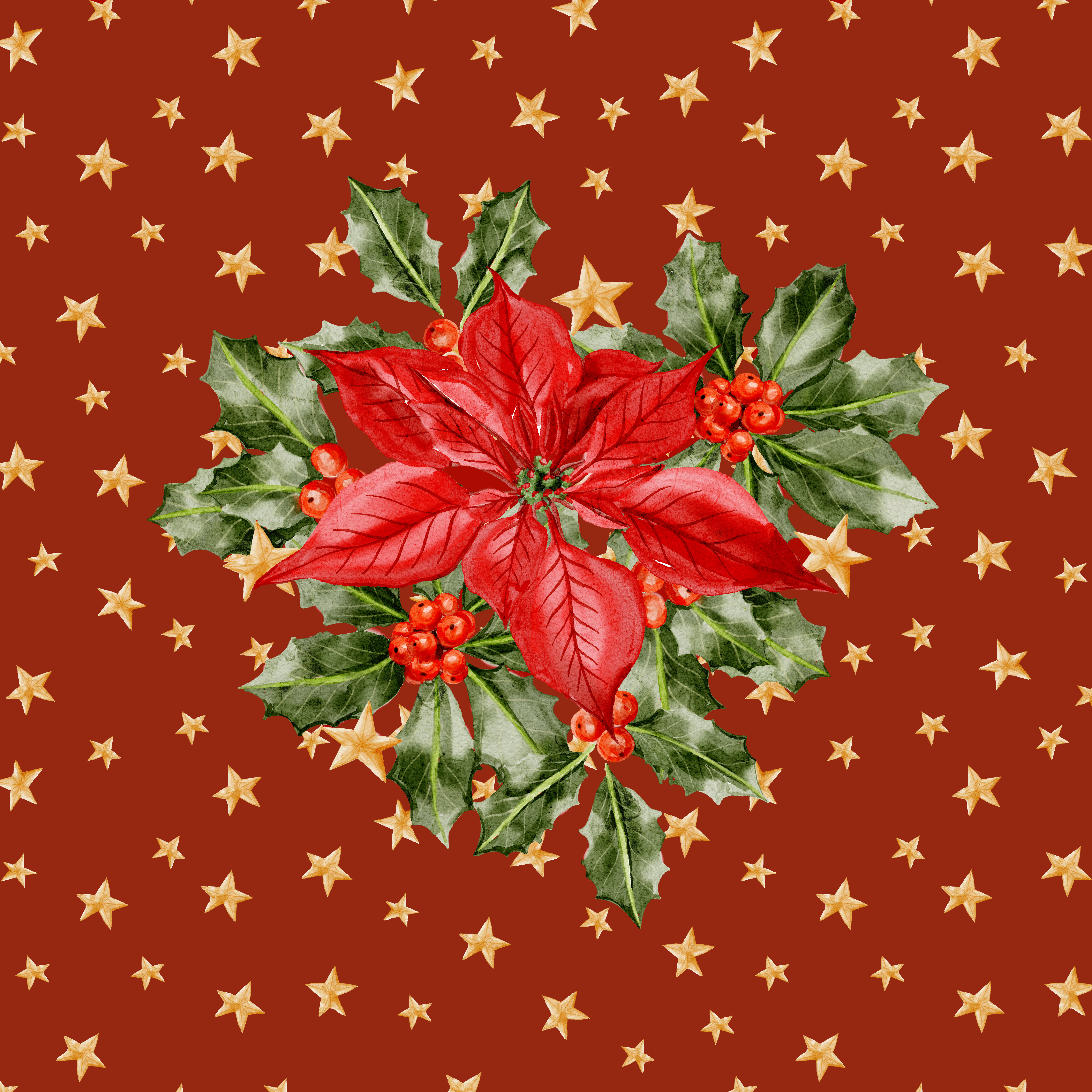 Yılbaşı Yıldız Desenli 3'lü Pano Kumaş