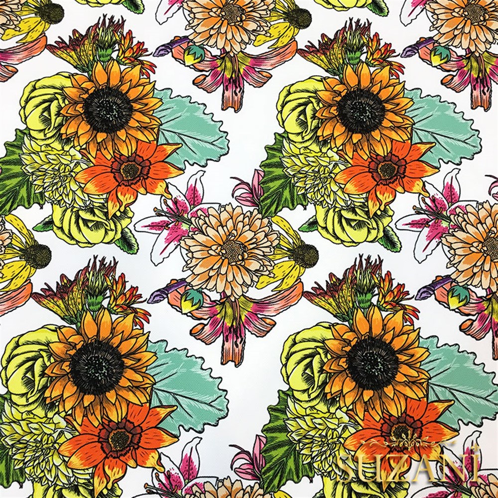 Yıldız Çiçeği (Beyaz) Desenli Kumaş