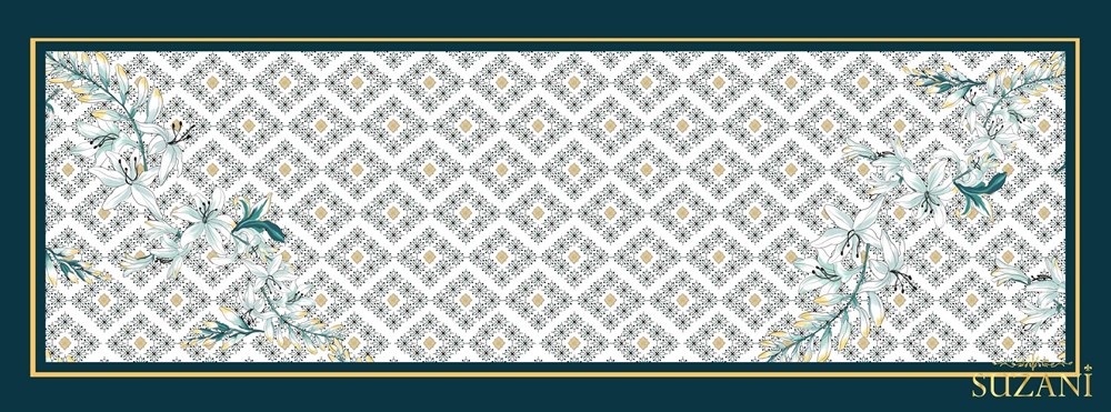 Zambak Desenli Runner Kumaşı