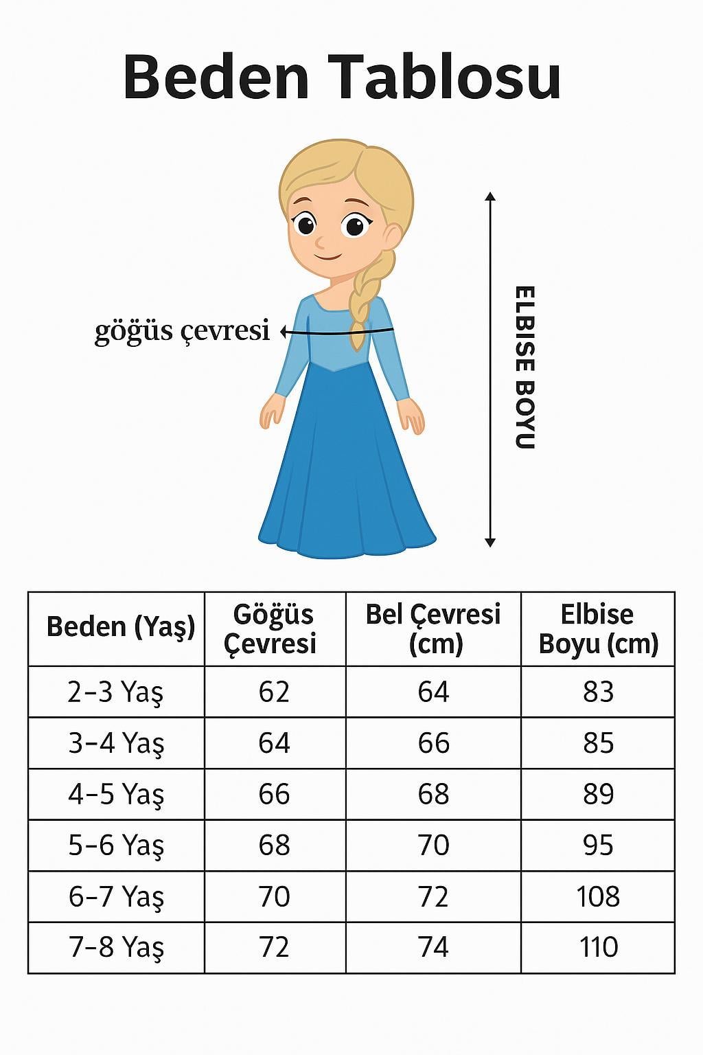 Kız Çocuk Frozen Elsa Kostümü 