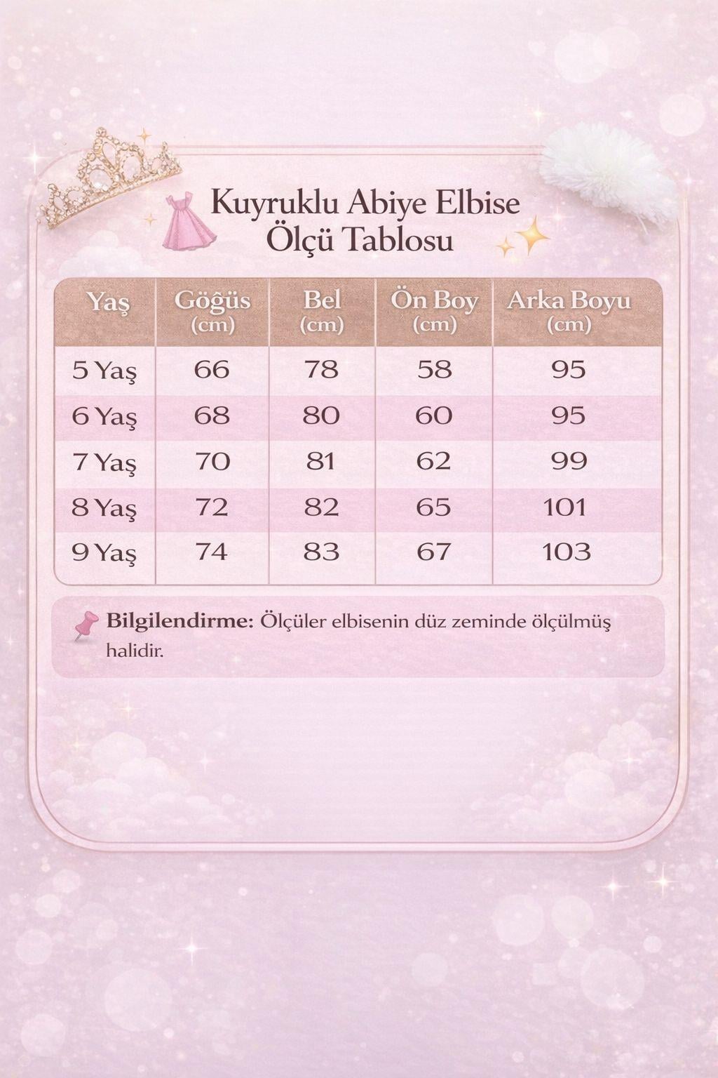 Kız Çocuk Kuyruklu Abiye Elbise  Tüllü Volanlı Prenses Model Taç Hediyeli 5-9 Yaş