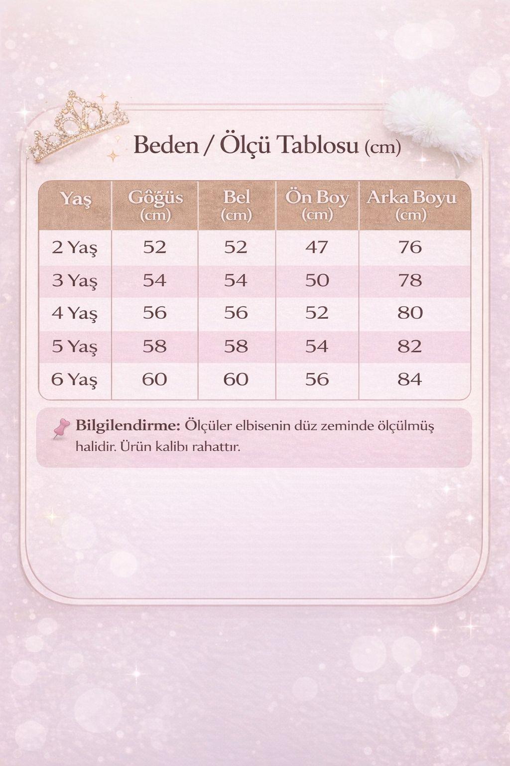 Kız Çocuk Pembe Kuyruklu Tüllü Volanlı Taç Hediyeli Abiye Elbise 2-6 Yaş