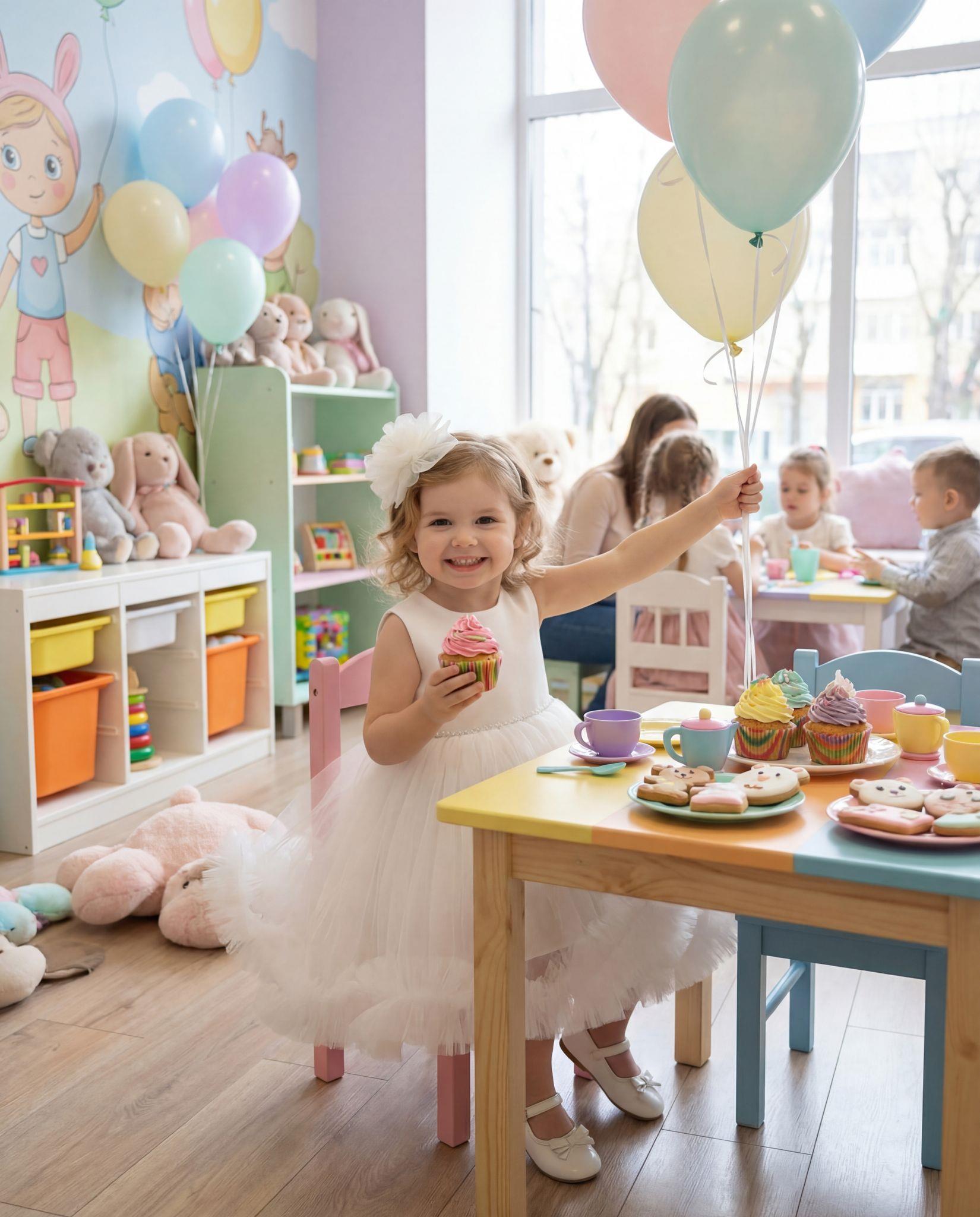 Kız Çocuk Tüllü Beyaz Abiye Elbise Volanlı Etek Prenses Model Abiye Elbise Taç Hediyeli 1-5 Yaş
