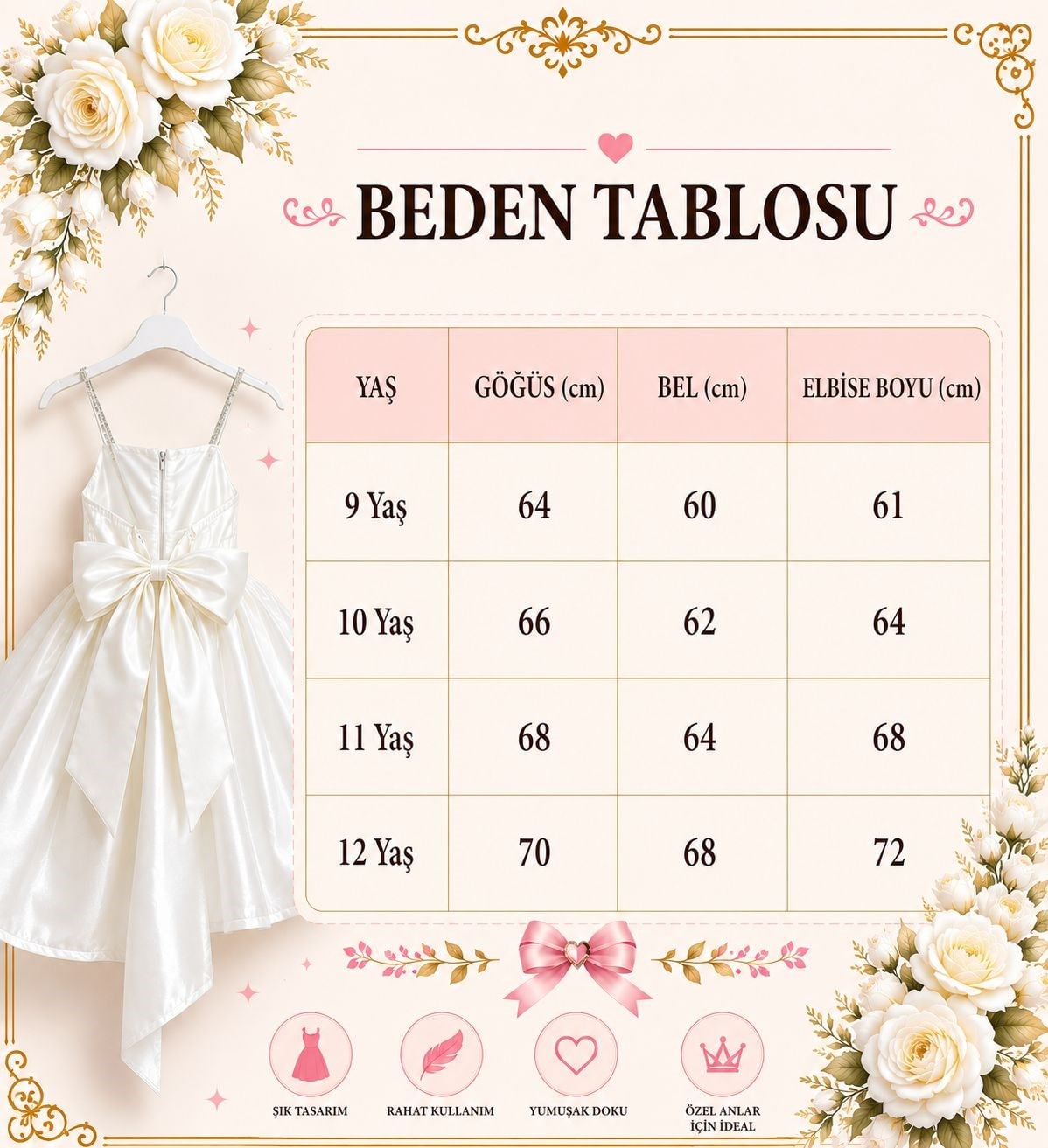  Kız Çocuk Abiye  Pembe Monoray Parlak Kumaş Taş Askılı Fiyonklu  Kalarık Prenses Abiye Elbise 9-12 Yaş Mezuniyet Düğün Davet Elbisesi
