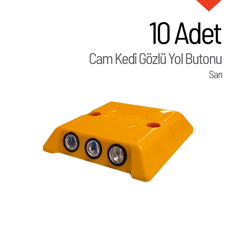 10'lu Cam Kedi Gözlü Yol Butonu SetiPlastik Yol Butonu