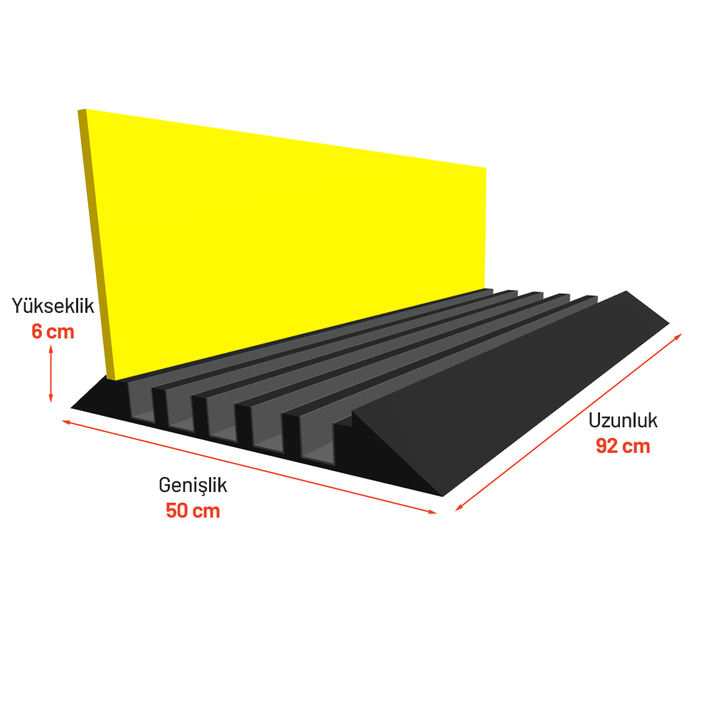 10'lu Kablo Kanallı Hız Kesici 5 Kanallı, Yol Kasisi 50 x 92 x 6 cmKablo Kanallı Hız Kesici