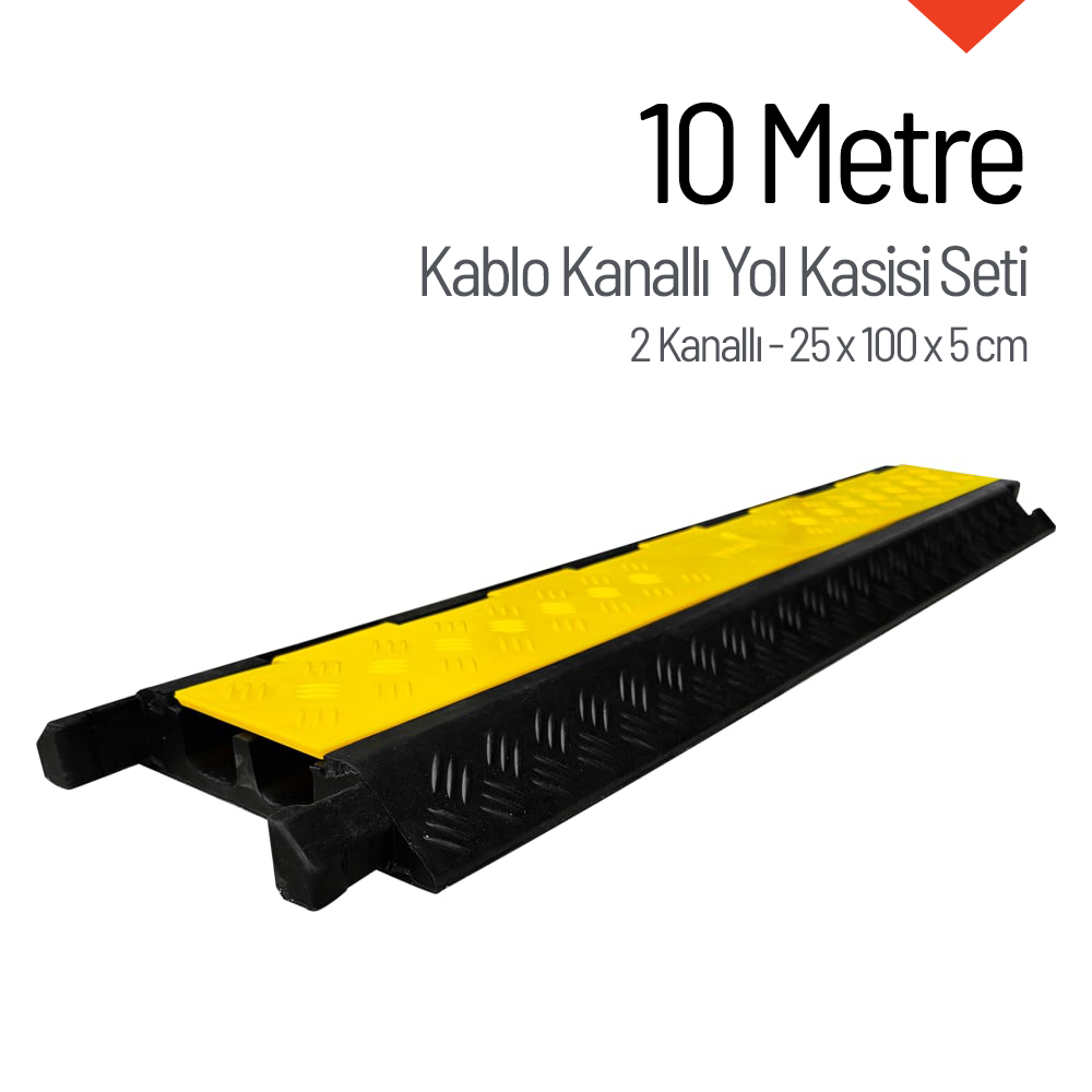 10'lu Kablo Kanallı Hız Kesici 2 Kanallı, Yol Kasisi 25 x 100 x 5 cmCable Protectors