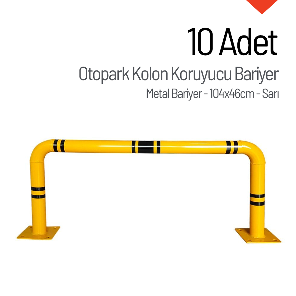 10'lu Otopark Kolon Koruyucu Bariyer Seti, Metal Bariyer 104x46cmMetal Köşe Kolon Koruma