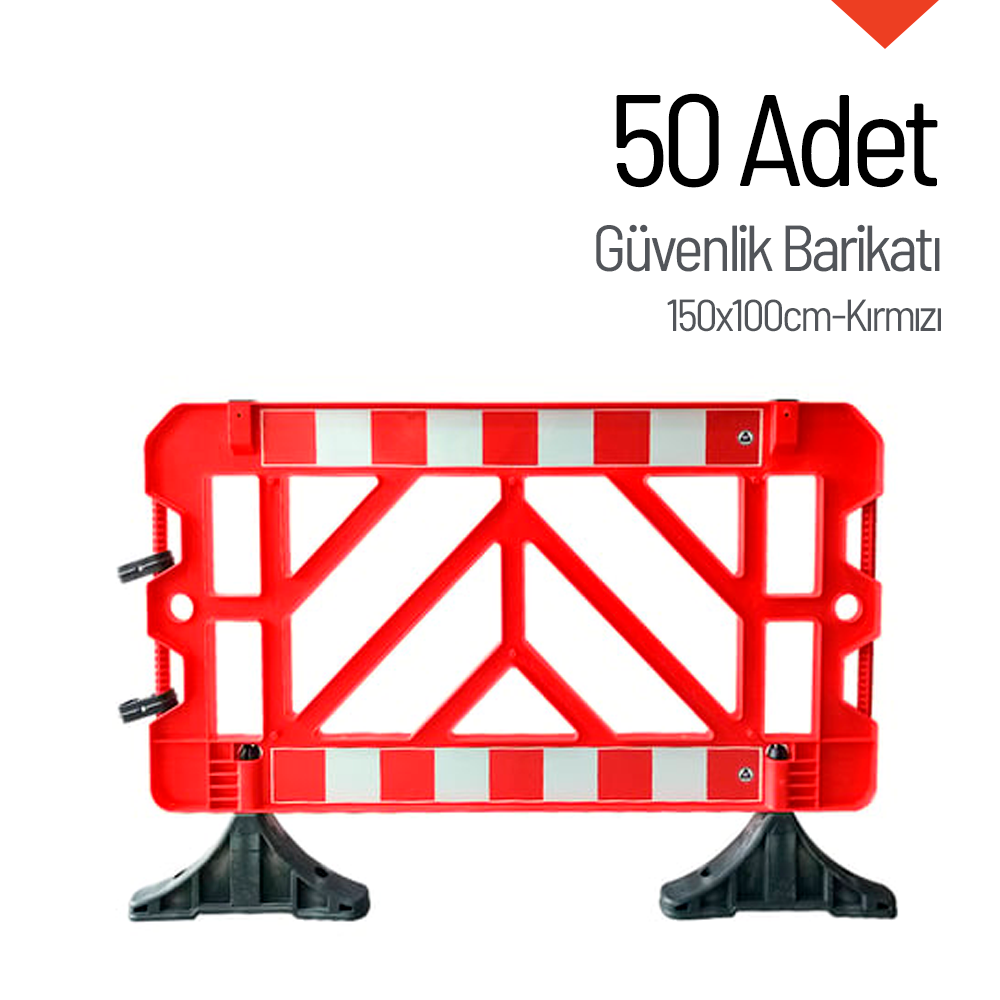 50'li Güvenlik Barikatı Seti Kırmızı 150x100cmUyarı Bariyeri
