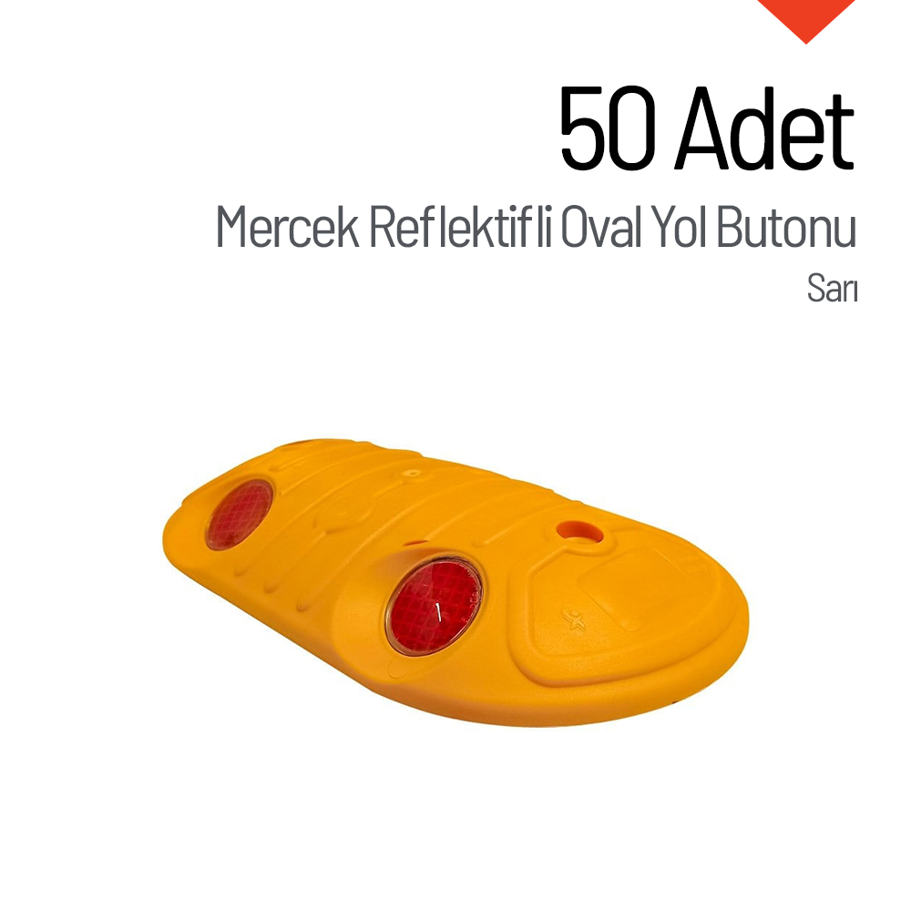 50'li Mercek Reflektifli Oval Yol Butonu SetiPlastik Yol Butonu