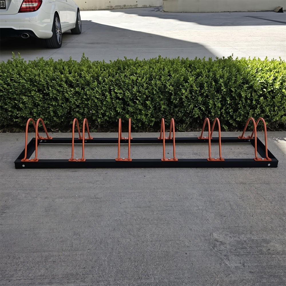 6'lı Çocuk Bisiklet Parkı, Park Yeri Eko Çift Yönlü 150 x 40 cm TURUNCUBicycle Parking Racks