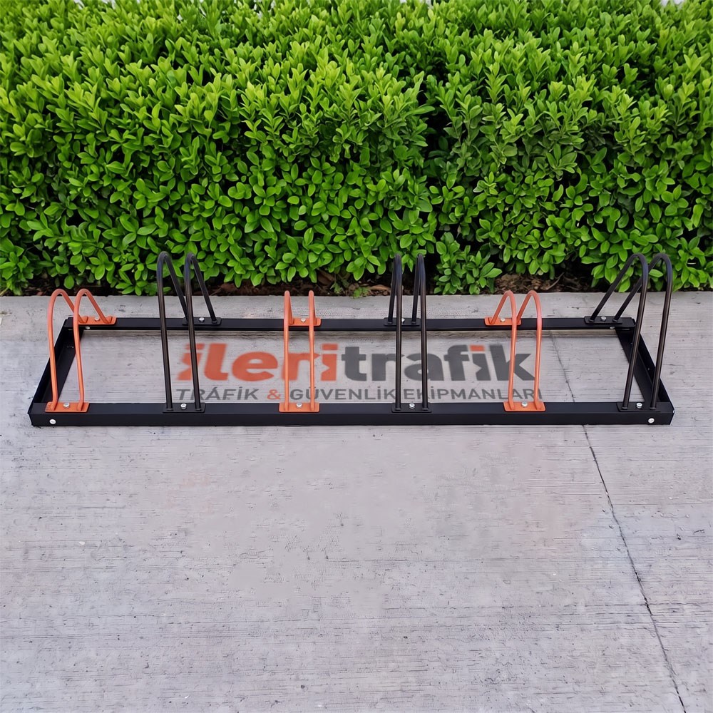 6'lı JUNIOR Bisiklet Parkı, Park Yeri Eko Çift Yönlü 150 x 40 cm SİYAH - TURUNCUBicycle Parking Racks