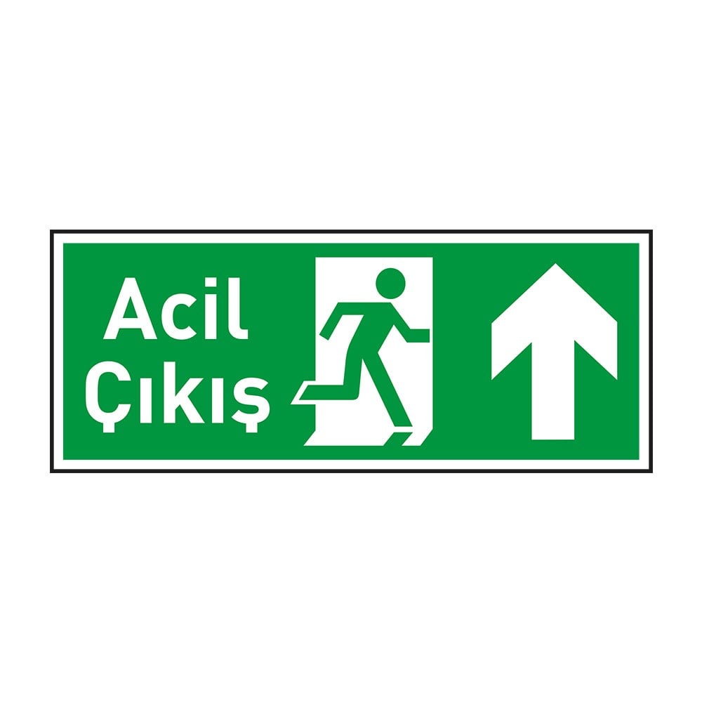 Photoluminescent '' Acil Çıkış'' Arrow Up Sign
