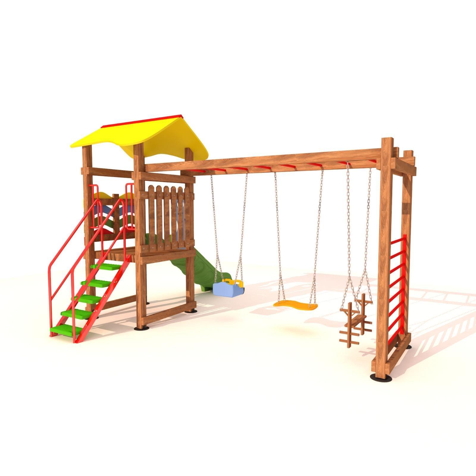 Ahşap Çocuk Oyun Parkı SG04, Üç Salıncaklı ModelUrban Furniture