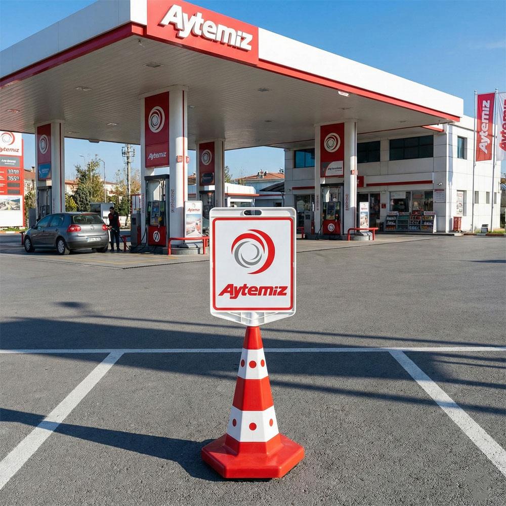 Aytemiz Logo Çift Taraf Baskı Trafik Koni Seti Trafik DubasıTrafik Konisi Setleri