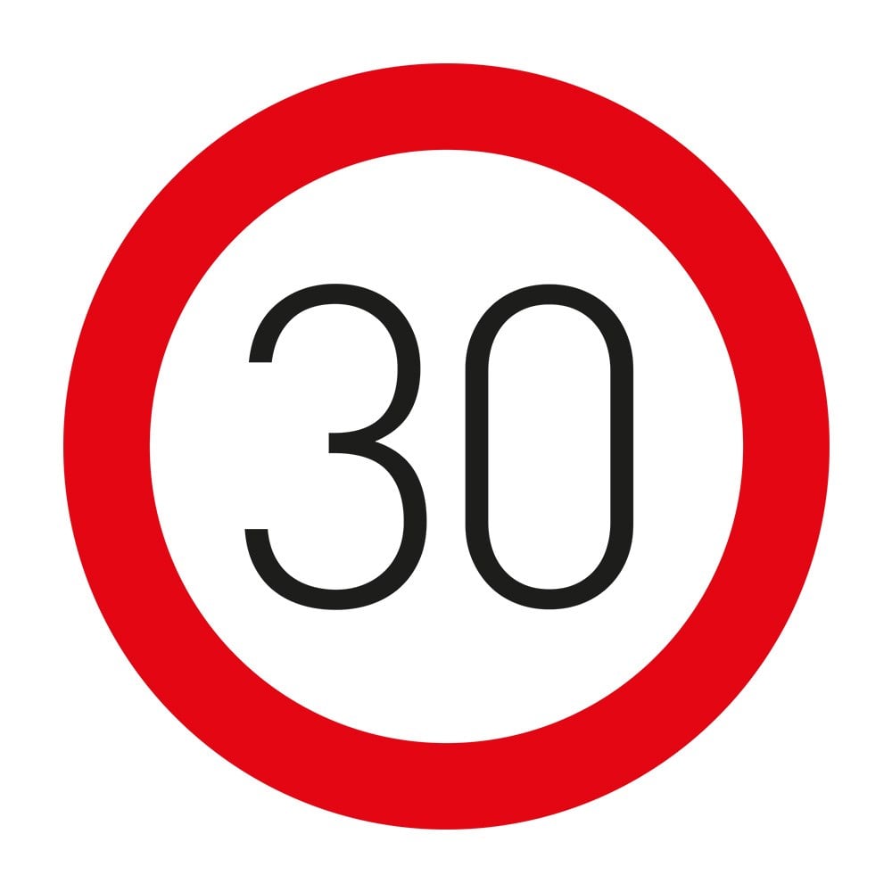 '' Max. Speed 30 km/h'' Sign TT-29