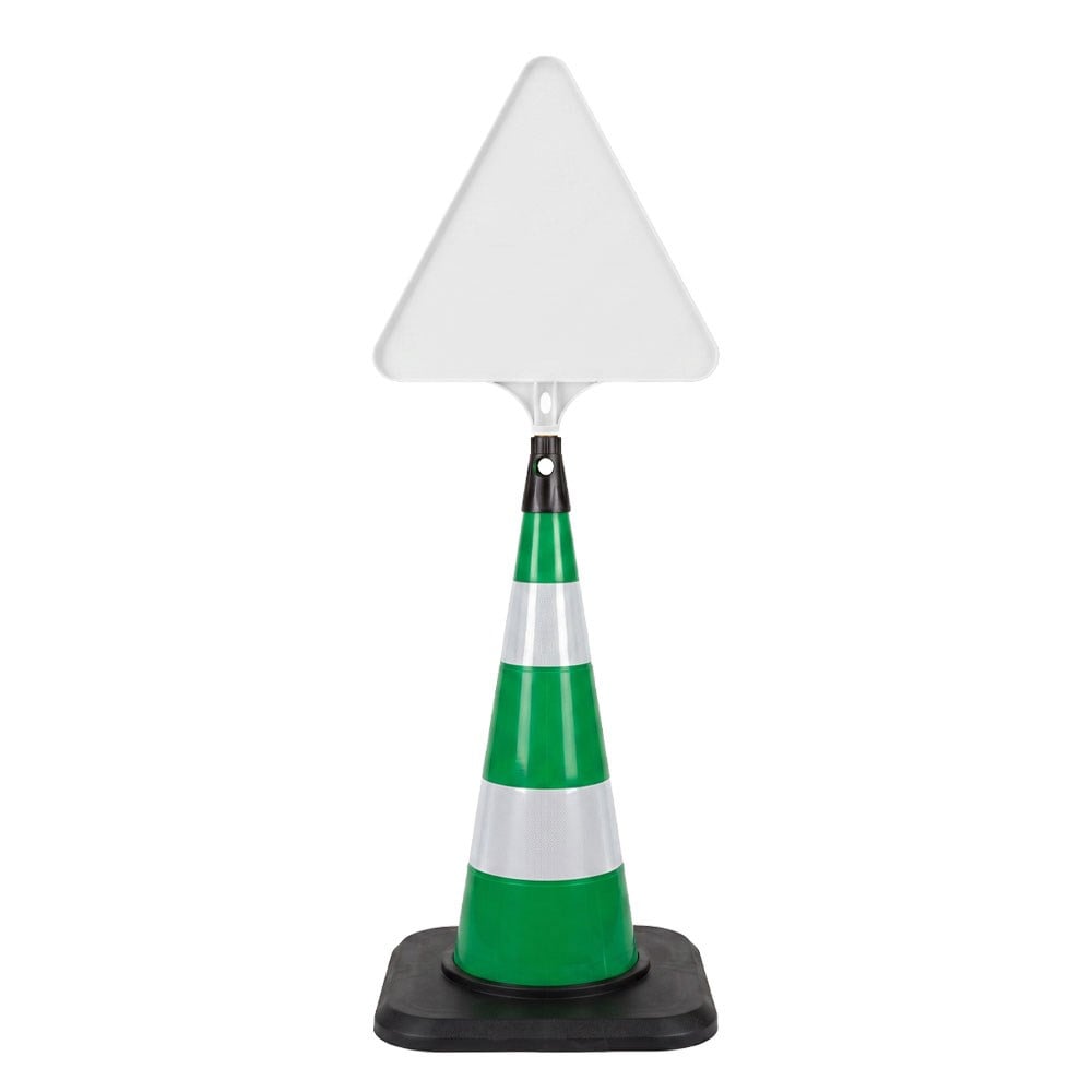 Boş Üçgen Levhalı Ağır Taban 75 cm Yeşil Trafik Konisi SetiTraffic Cones Sets