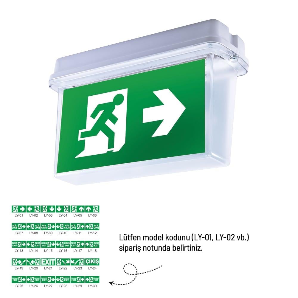 Çiftyüz Acil Çıkış Yönlendirme Armatürü B Seri 118 x 355 x 215mmSıva Üstü