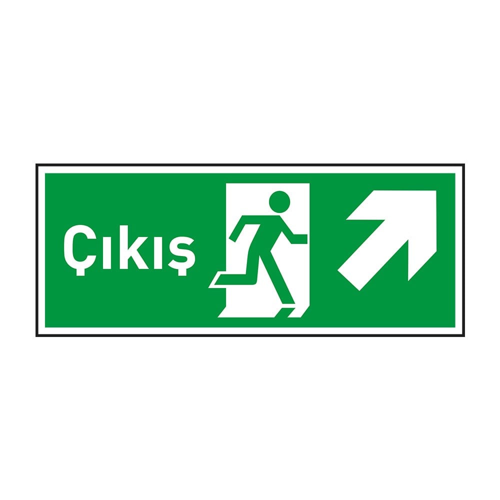 Photoluminescent ''Çıkış'' Arrow Right Up Sign