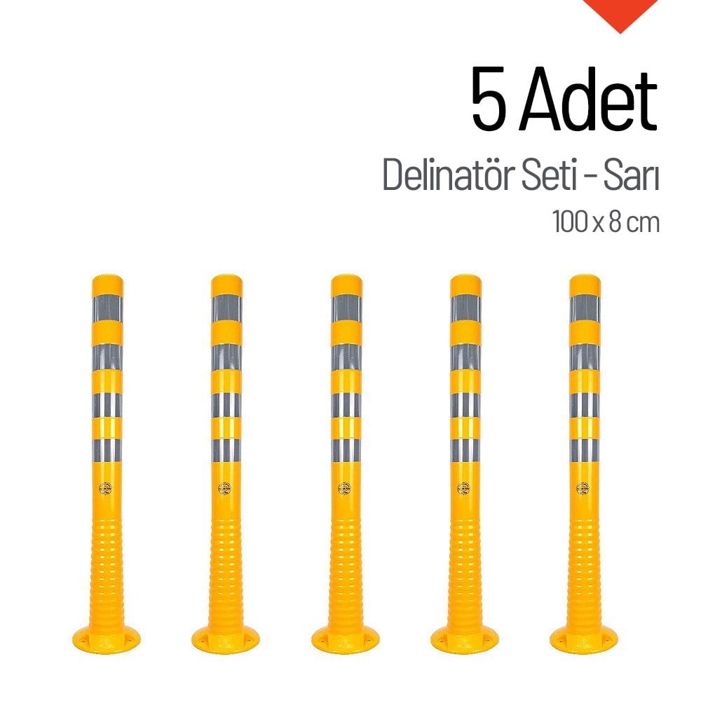 Delinatör 100 x 8 cm Sarı 5 Adet, Esnek DubaDelinatörler