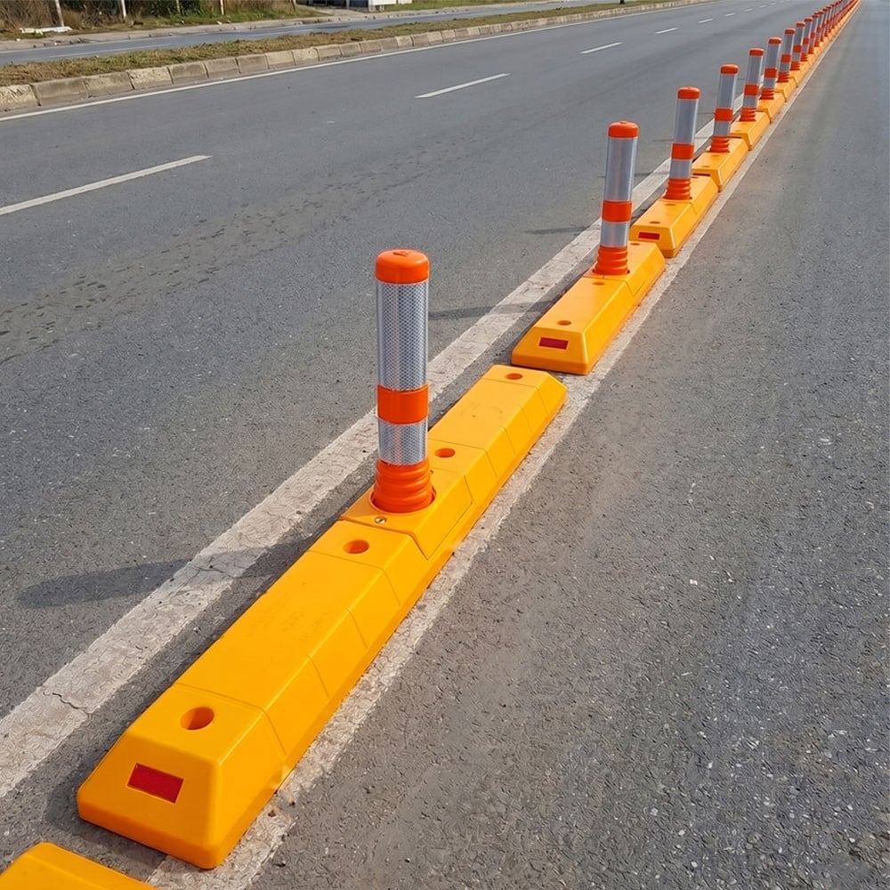 Plastic Separator Curb with 45 cm Delineator 100x20x45,5 cmPlastic Lane Channelizers