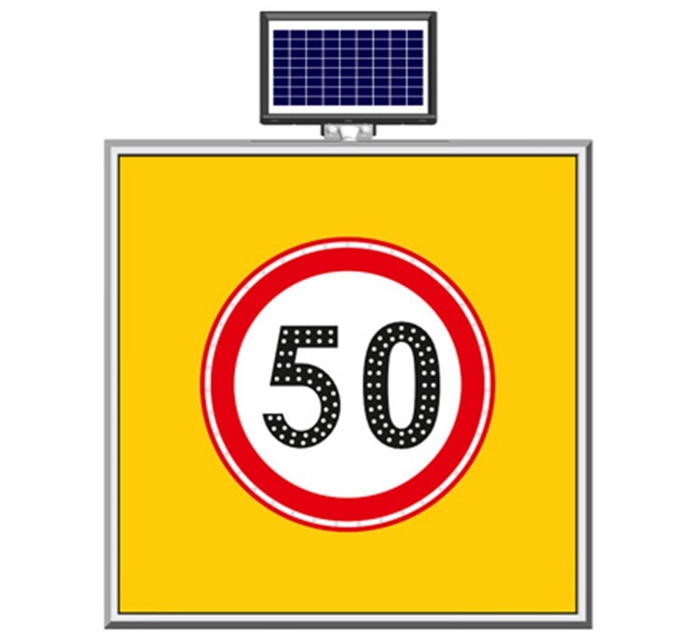 Solar ''Speed Limit 50 km'' Sign 100 x 100 cm