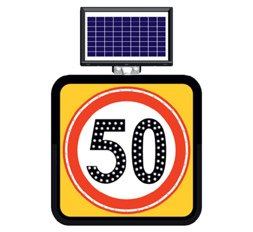 Solar Powered Max. Speed Limitation Sign -50  60 x 60 cm
